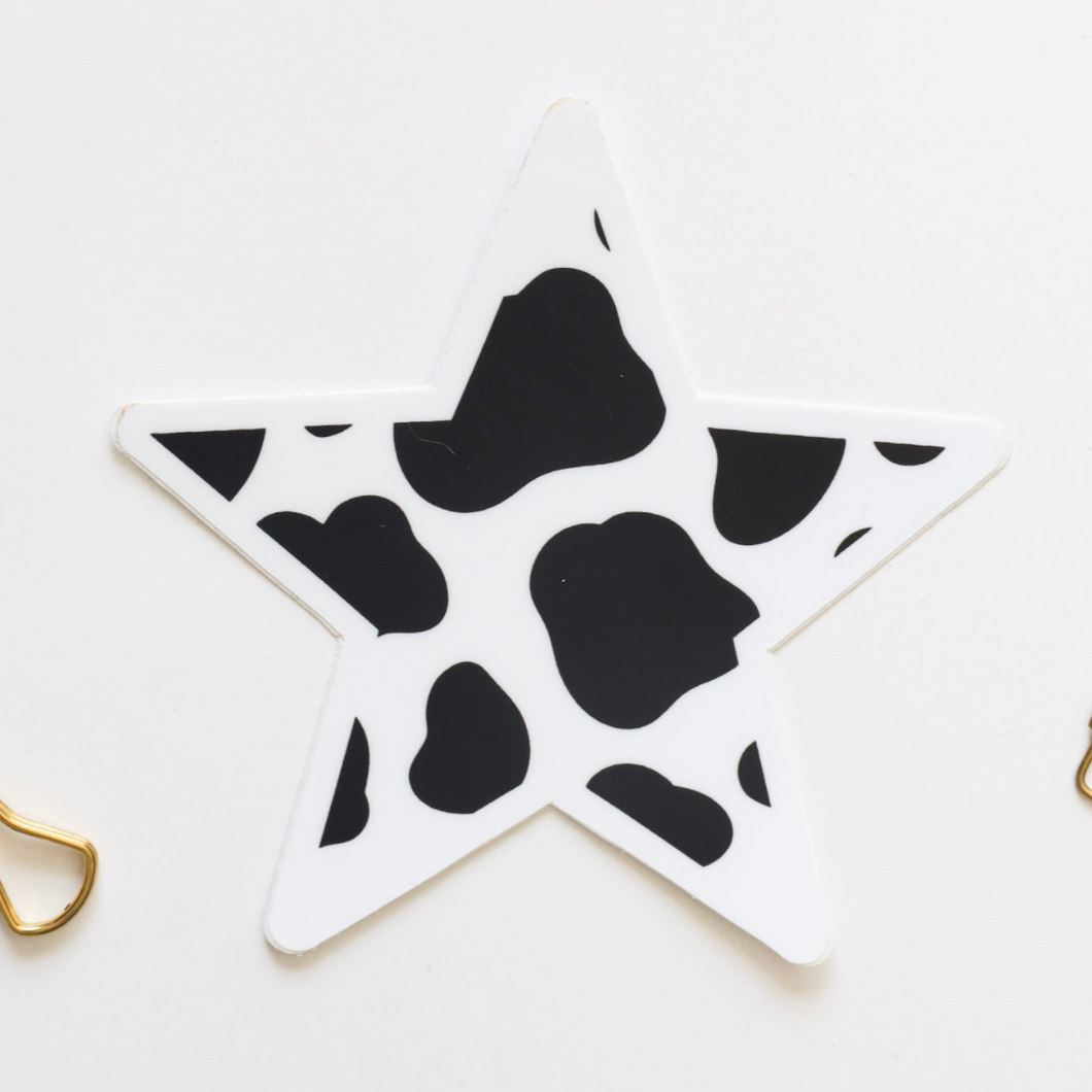 Cow print star sticker sticker