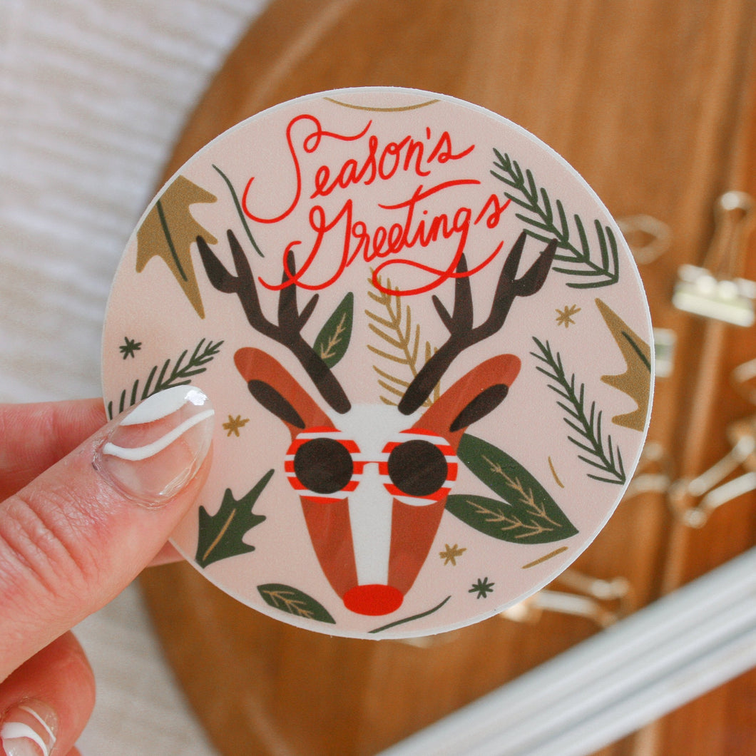 Seasons greetings reindeer sticker