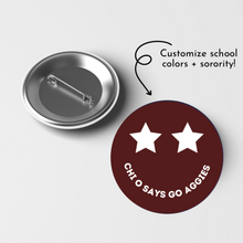 Load image into Gallery viewer, Customizable smiley sorority game day pin
