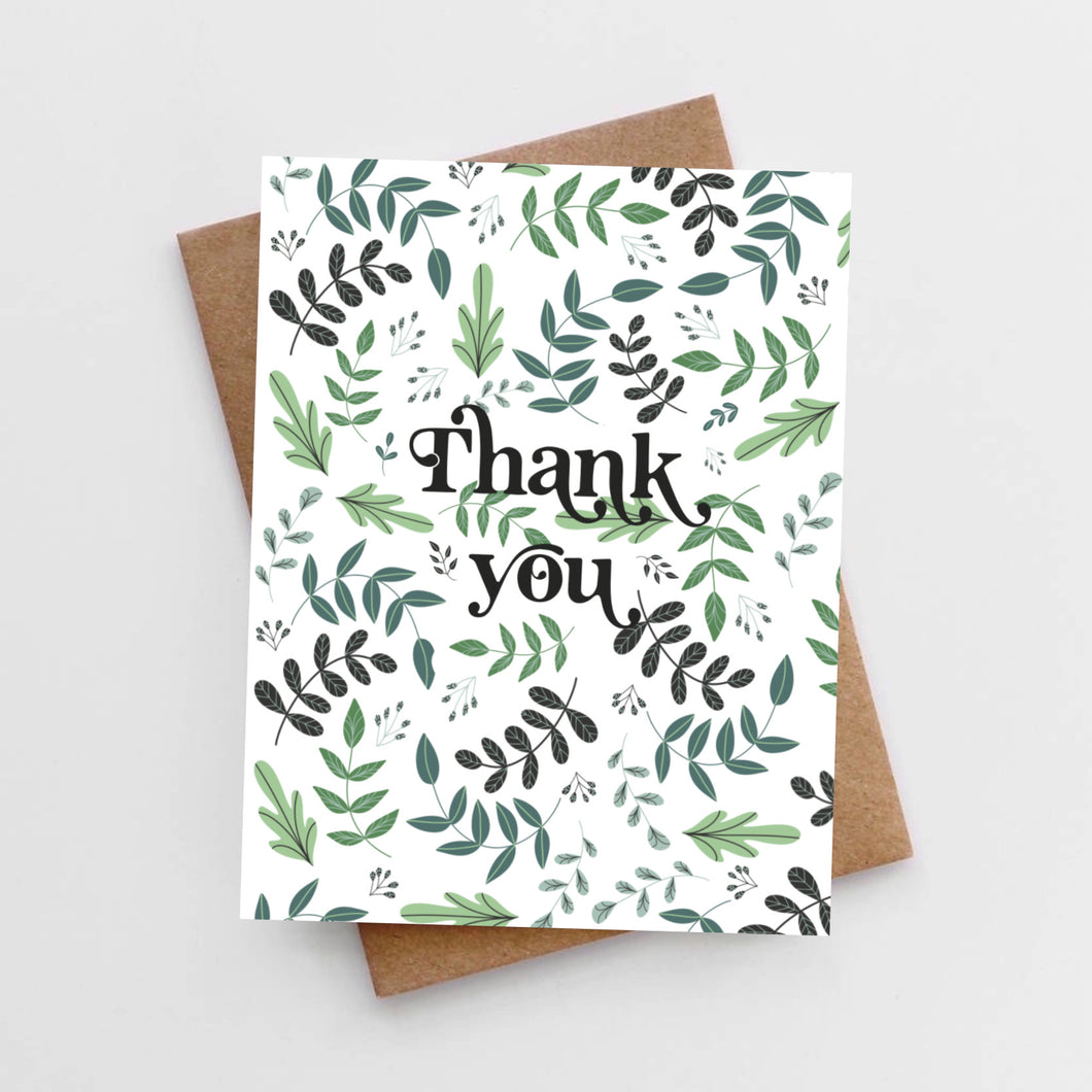 Thank you card with greenery
