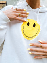 Load image into Gallery viewer, Smiley face hoodie / when you focus on the good the good gets better
